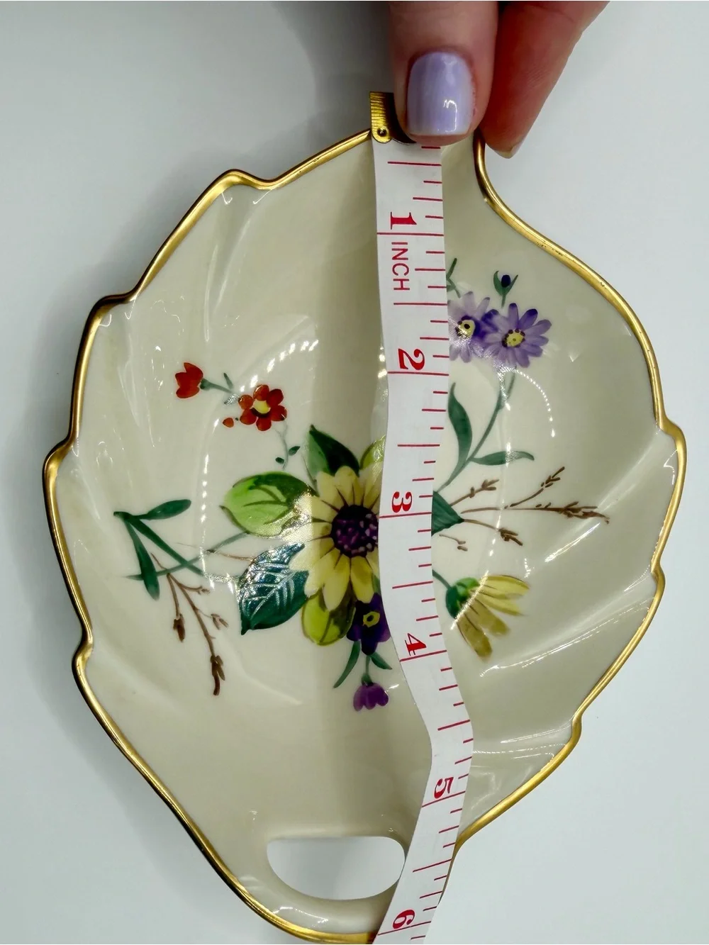 Vintage Pickard China Hand Painted Leaf Trinket Dish Gold Trim USA #228-77